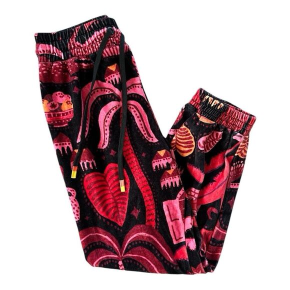 Women's Farm Rio Velvet Floral Fleece Joggers Sweat Pants Medium | Anthropologie - Picture 8 of 9